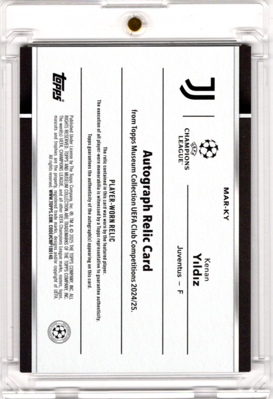 2024-25 Topps Museum Collection UCC Auto Jersey Relic Kenan Yildiz 65/75 Juventus