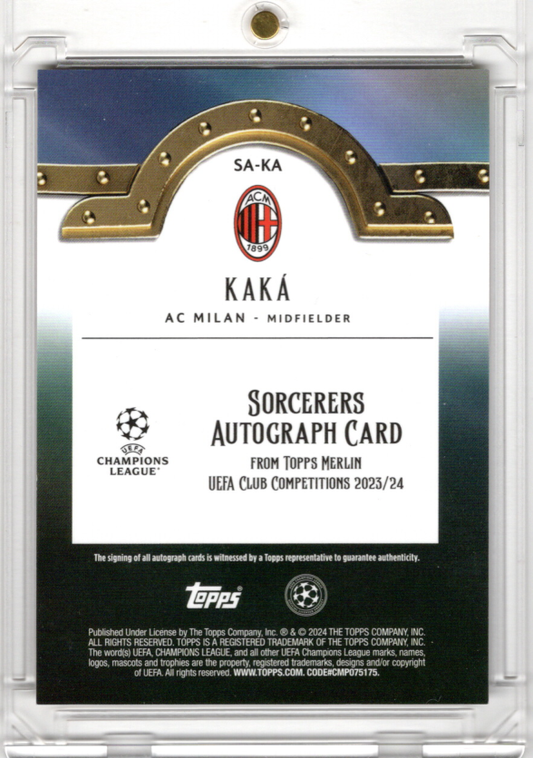 2023-24 Topps Merlin Chrome UCC Sorcerers Auto Orange Kaka 08/25 AC Milan