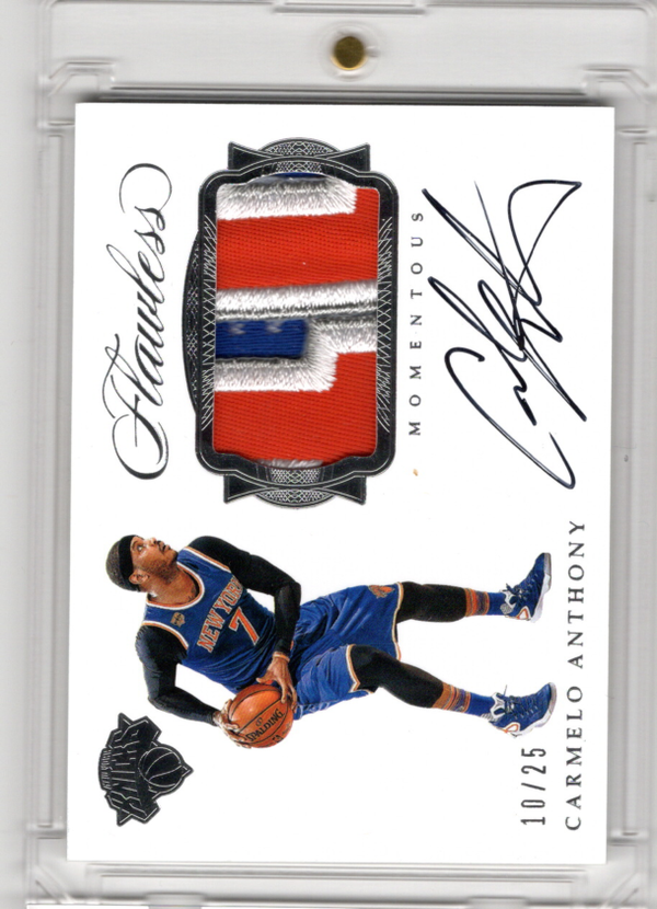 2016-17 Panini Flawless Momentous Logo Patch Auto Carmelo Anthony Karte /25 NY Knicks.