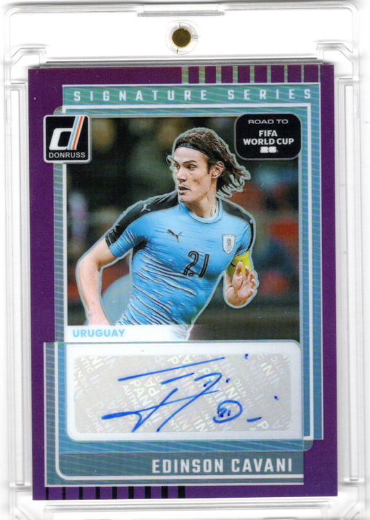 2025-26 Panini Donruss FIFA Signature Series Purple Edinson Cavani Auto Karte 84/99 Uruguay.
