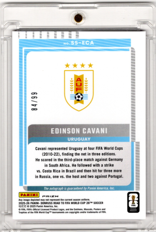 2025-26 Panini Donruss FIFA Signature Series Auto Purple Edinson Cavani 84/99 Uruguay