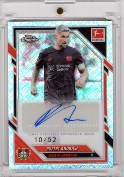 2025-26 Topps Chrome Bundesliga ToppsFractor Auto Robert Andrich Karte 10/52 Bayer 04.