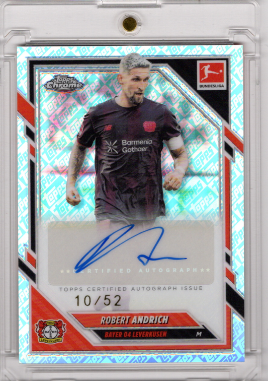 2025-26 Topps Chrome Bundesliga ToppsFractor Auto Robert Andrich Karte 10/52 Bayer 04.
