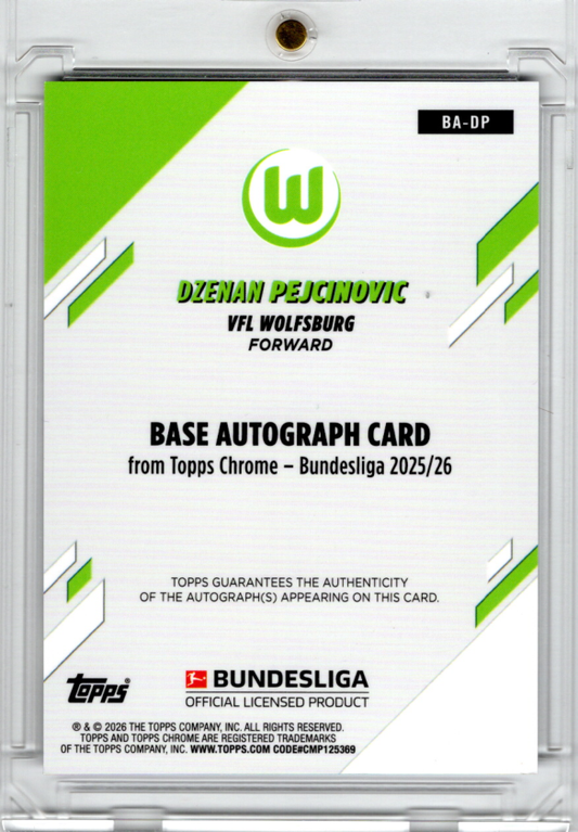 2025-26 Topps Chrome Bundesliga Purple Wave Refractor Auto Dzenan Pejcinovic 28/75 VfL Wolfsburg