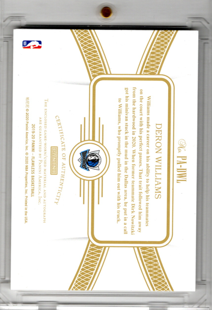 2019-20 Panini Flawless Patch Auto Deron Williams 20/25 Dallas Mavericks