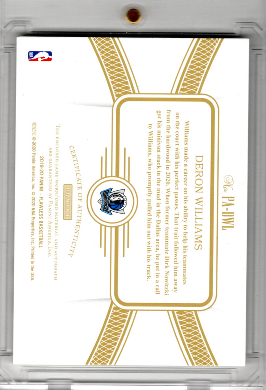 2019-20 Panini Flawless Patch Auto Deron Williams 20/25 Dallas Mavericks
