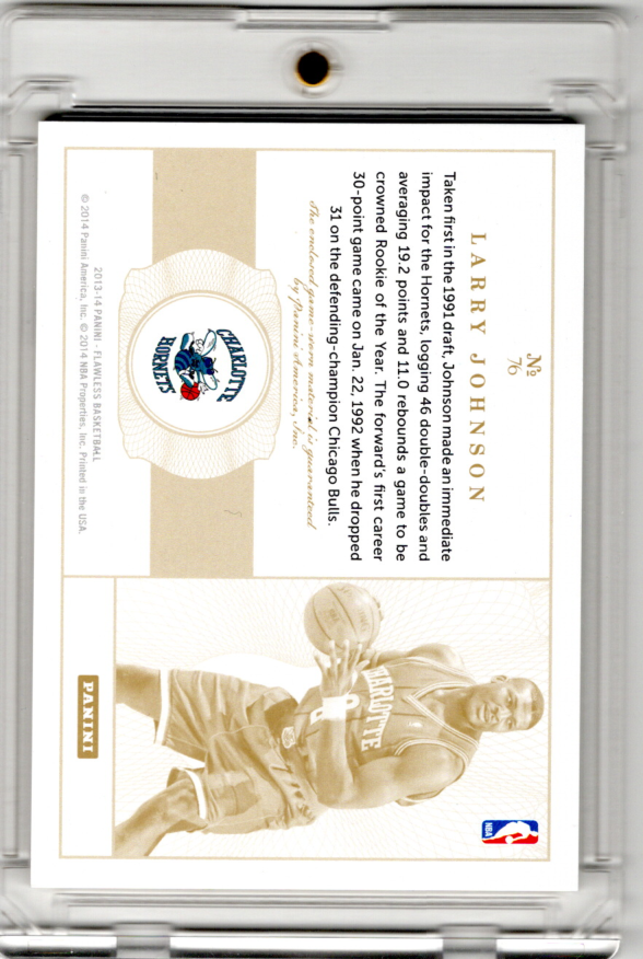 2013-14 Panini Flawless Patches Larry Johnson 16/25 Charlotte Hornets RARE