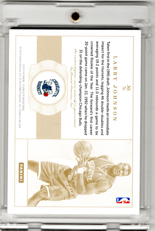 2013-14 Panini Flawless Patches Larry Johnson 16/25 Charlotte Hornets RARE