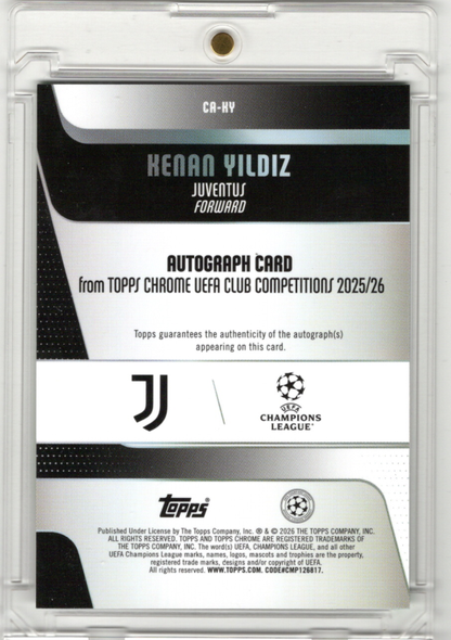2025-26 Topps Chrome UCC Green Lava Auto Kenan Yildiz 28/99 Juventus Turin