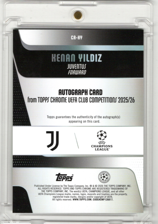 2025-26 Topps Chrome UCC Green Lava Auto Kenan Yildiz 28/99 Juventus Turin