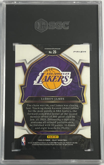2022-23 Panini Select Concourse Cosmic Prizm Lebron James SGC 10 GEM Mint LA Lakers