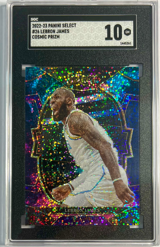 2022-23 Panini Select Concourse Cosmic Prizm LeBron James SGC 10 Gem Mint Karte LA Lakers.