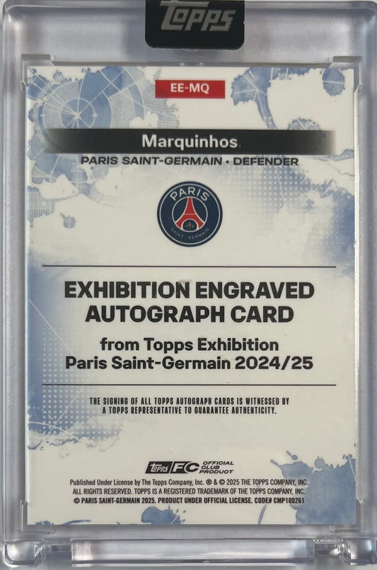 2024-25 Topps Exhibition PSG On Card Auto Marquinhos 30/50 Paris St. Germain
