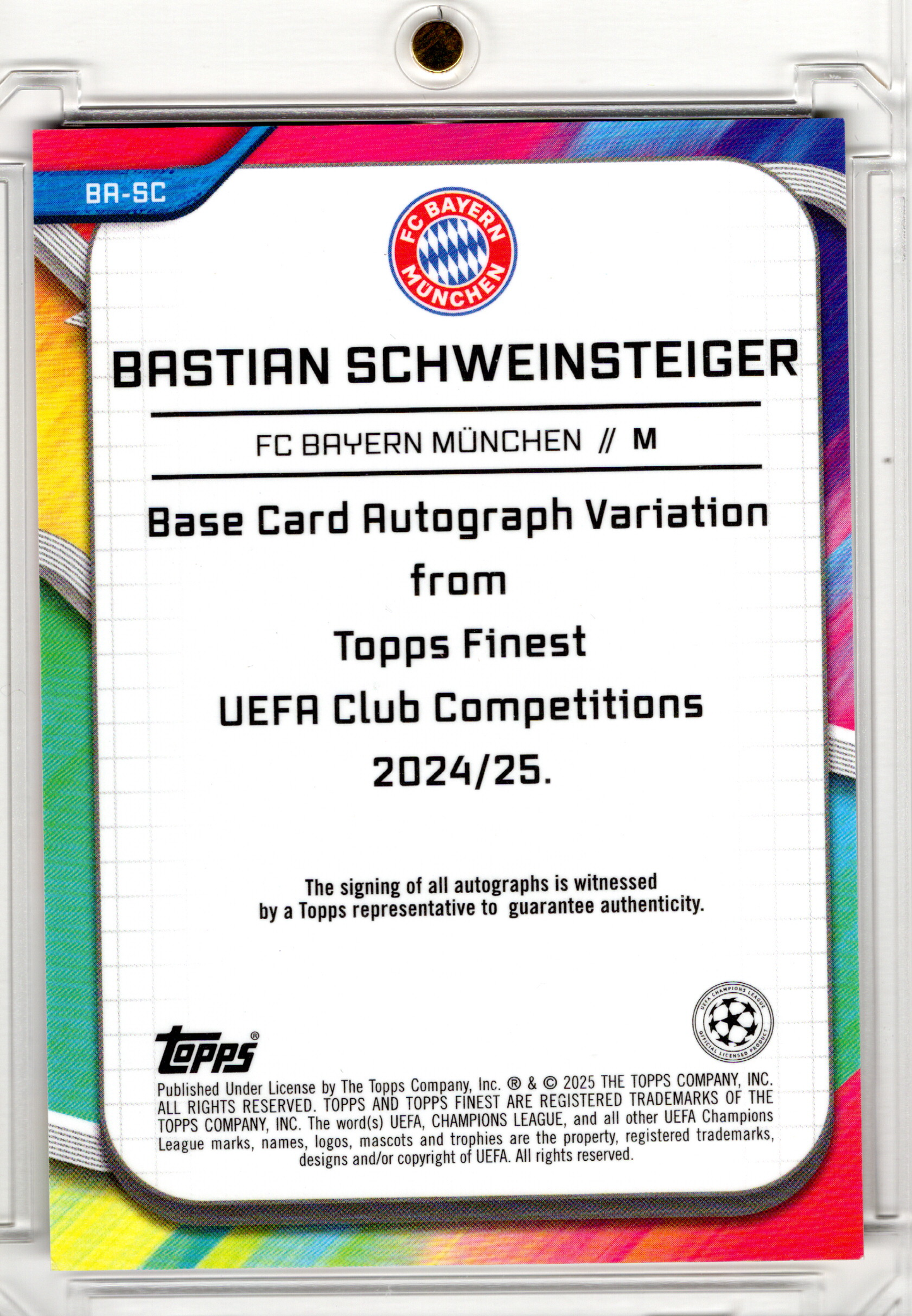 2024-25 Topps Finest UCC Orange Wave Auto Bastian Schweinsteiger /25 FC Bayern