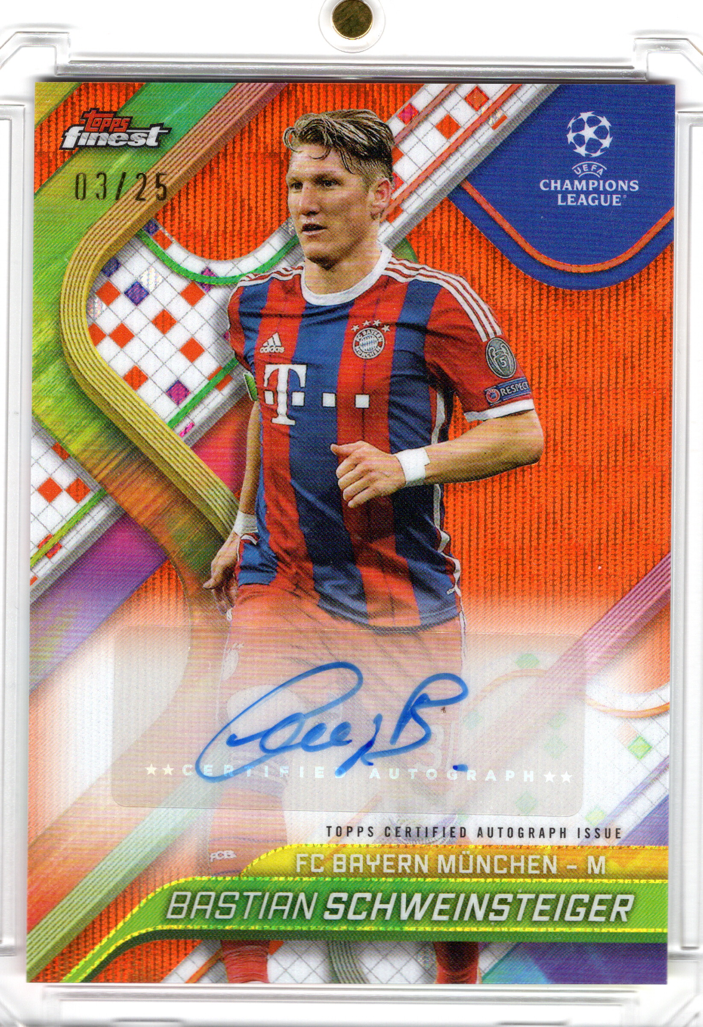 2024-25 Topps Finest UCC Orange Wave Auto Bastian Schweinsteiger /25 FC Bayern