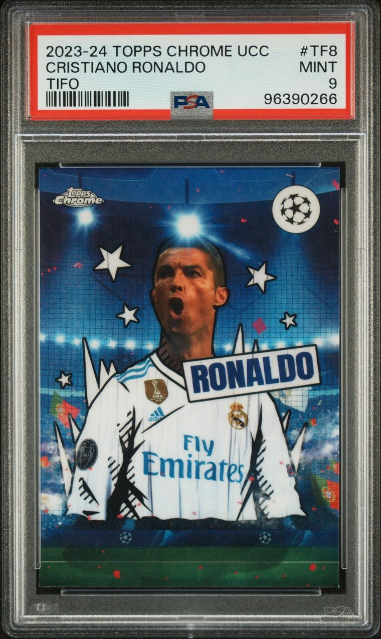 2023-24 Topps Chrome UCC Tifo Cristiano Ronaldo Real Madrid PSA 9