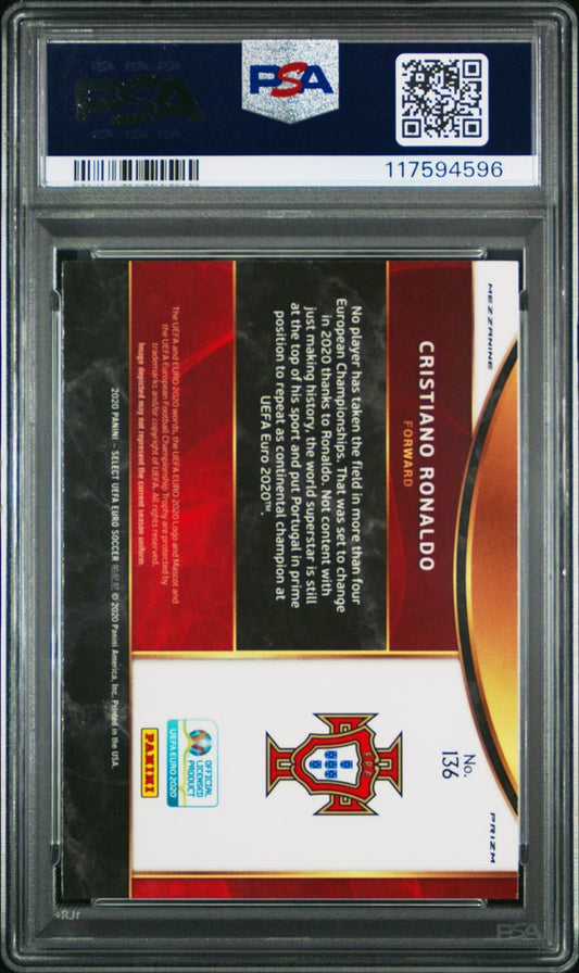 2020 Panini Select Uefa Euro Tri-Color Prizm Cristiano Ronaldo PSA 10 Portugal