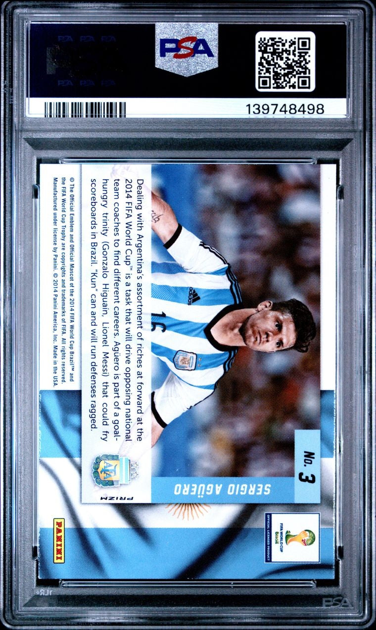 2014 Panini Prizm World Cup Net Finders Red White Blue Sergio Aguero PSA 9 Argentinien