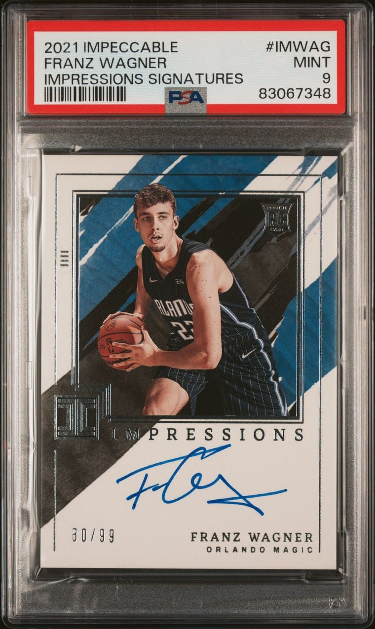 2021-22 Panini Impeccable Imperssions Franz Wagner RC Rookie Auto 80/99 PSA 9 Orlando Magic