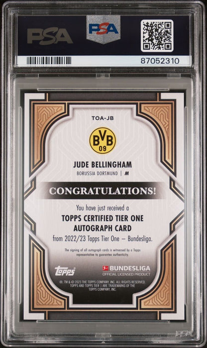 2022-23 Tier One Bundesliga Autograph Jude Bellingham Auto 006/100 PSA 8 Borussia Dortmund