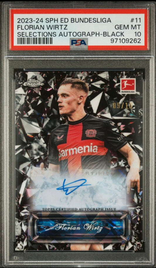 2023-24 Topps Chrome Bundesliga – Florian Wirtz – Selections Autograph Black /10 PSA10
