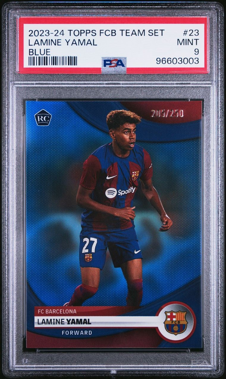 2023-24 Topps FC Barcelona Team Set Blue Lamine Yamal RC Rookie 205/250 PSA 9