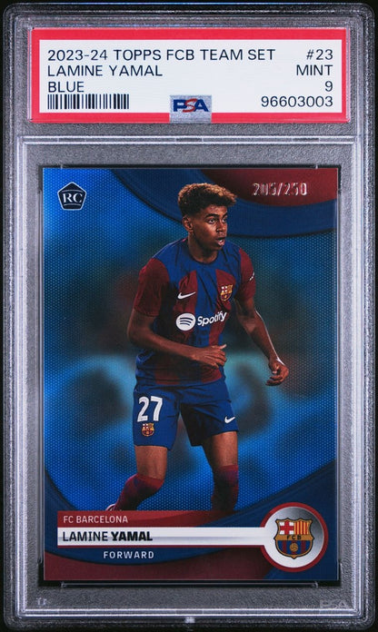 2023-24 Topps FC Barcelona Team Set Blue Lamine Yamal RC Rookie 205/250 PSA 9