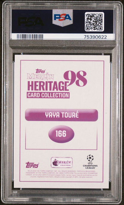 2022-23 Topps Merlin 98 UCC Purple Yaya Toure Auto 13/25 Manchester City PSA 8