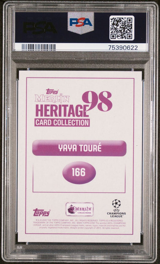 2022-23 Topps Merlin 98 UCC Purple Yaya Toure Auto 13/25 Manchester City PSA 8