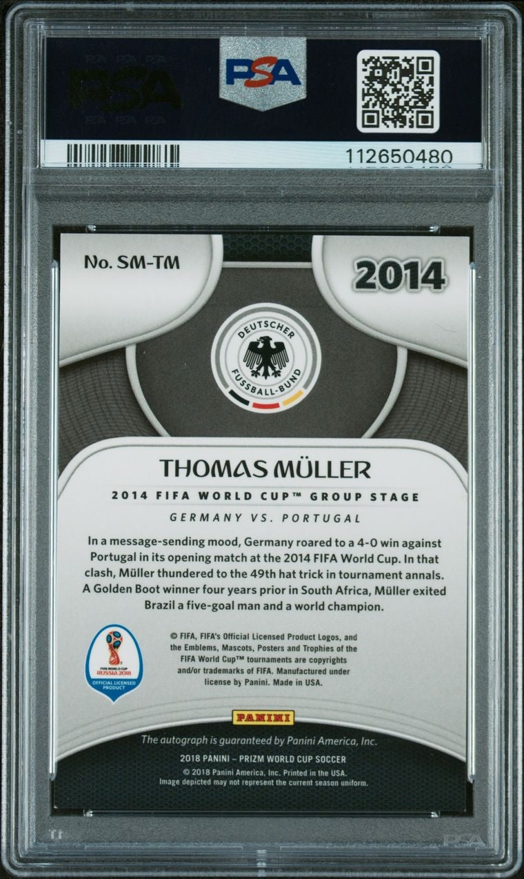 2018 Panini Prizm World Cup Signature Moments Thomas Müller Auto Deutschland PSA 9
